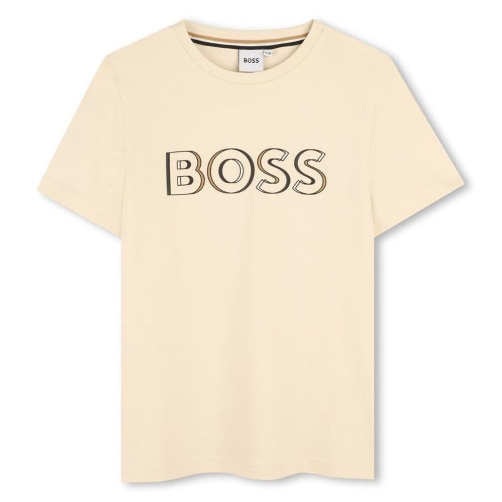 Boss Childrens/Kids Logo Printed Regular T-Shirt / Vanilla
